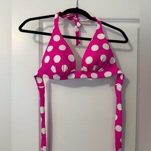 Victoria's Secret Fuchsia and White Polka Dot Bikini Top